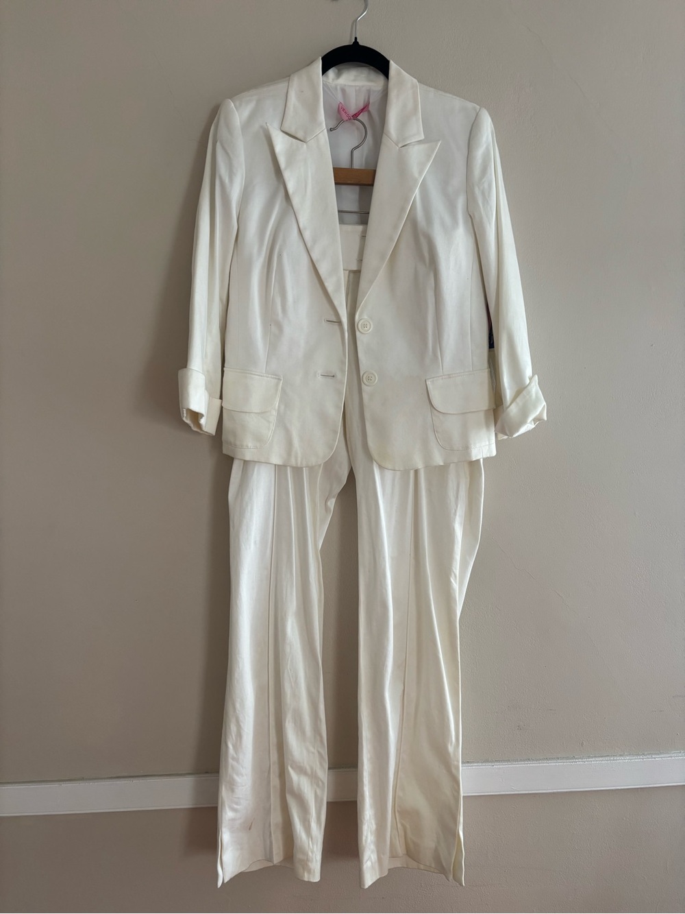 Women's White Cropped Blazer and Trouser Suit
